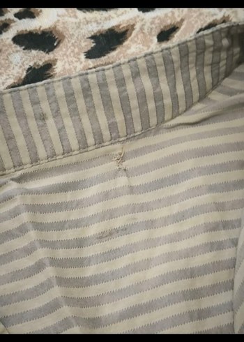 vintage bej Çizgili gömlek - Görsel 3