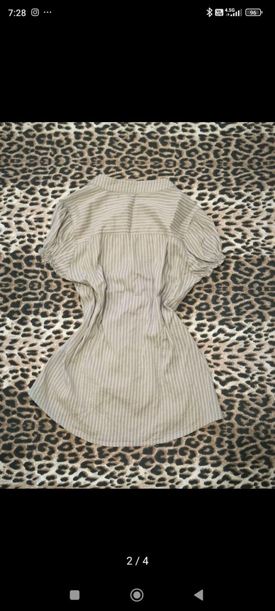 vintage bej Çizgili gömlek - Görsel 2