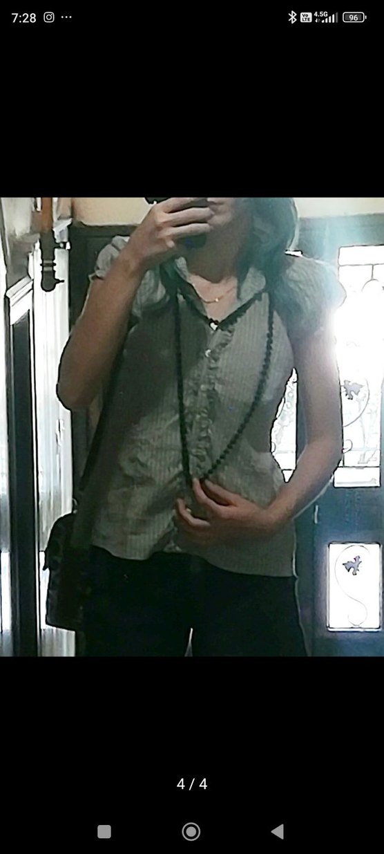 vintage bej Çizgili gömlek - Görsel 4