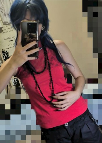 Dantel Detaylı Kırmızı Kolsuz bluz vintage y2k - Görsel 3