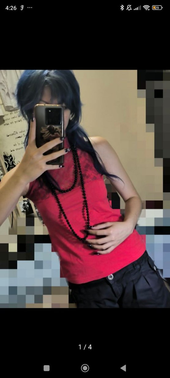 Dantel Detaylı Kırmızı Kolsuz bluz vintage y2k - Görsel 3