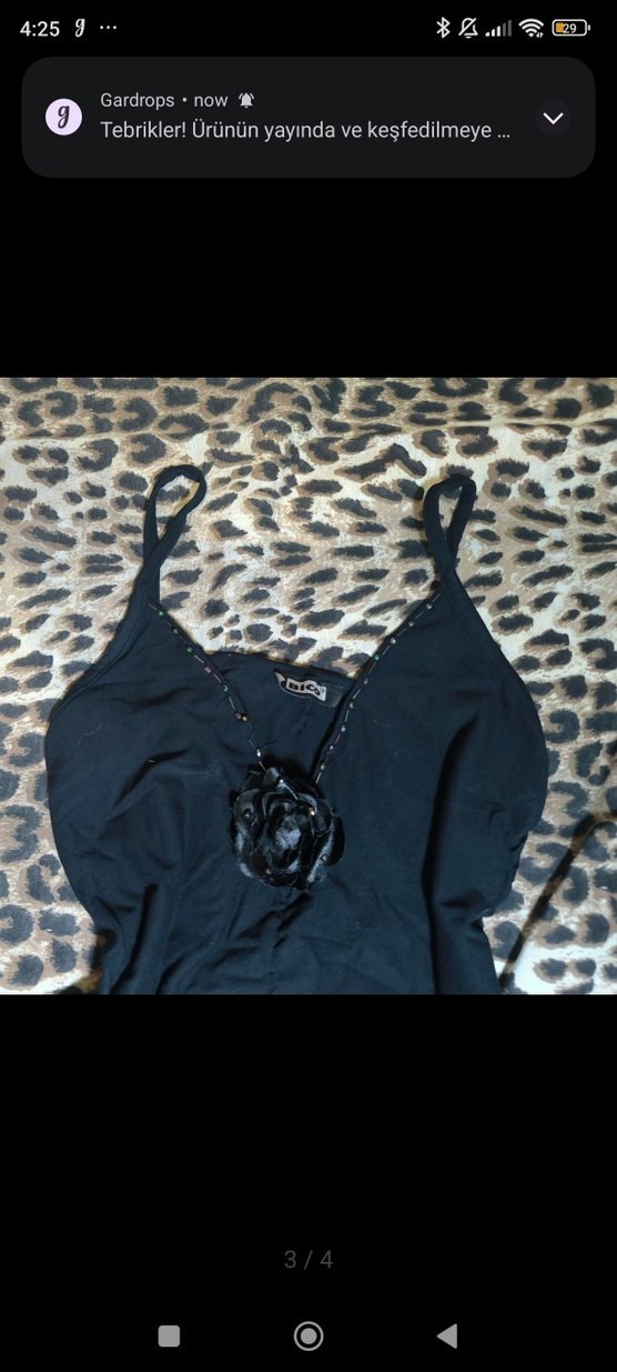 vintage Siyah goth Gotik çiçek detaylı askılı yazlık üst - Görsel 3