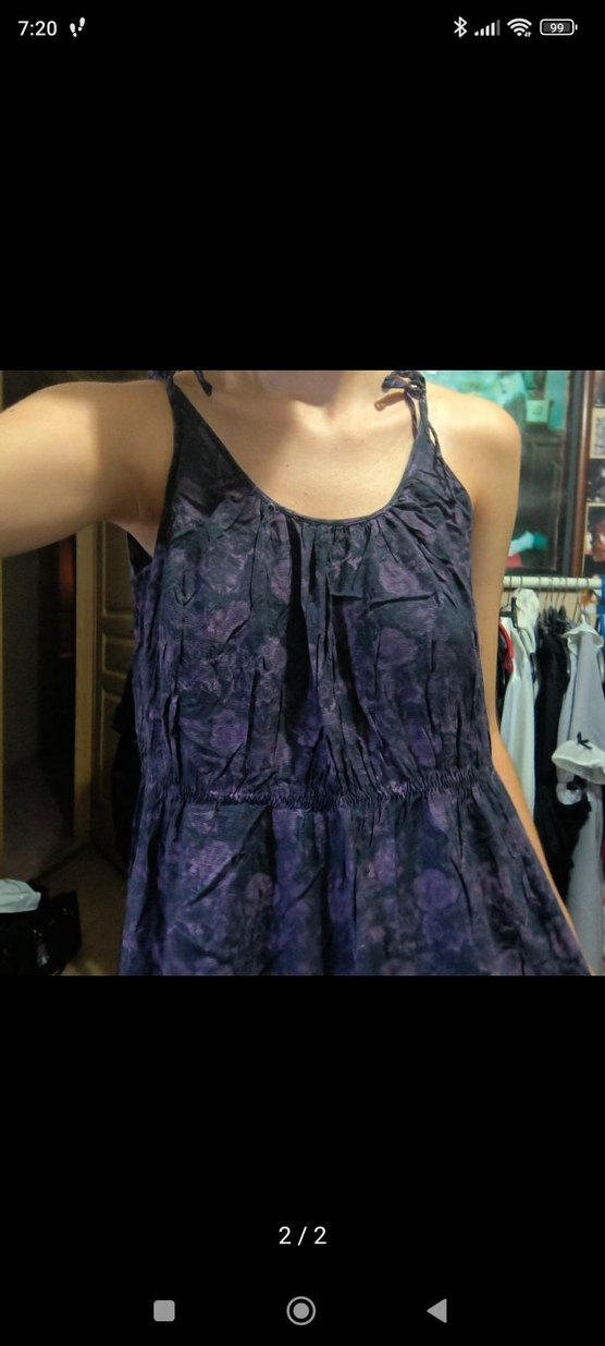 goth çiçekli mor uzun yazlık Midi Elbise - Görsel 2