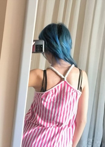 y2k gyaru vintage yazlık pembe çizgili üst - Görsel 2