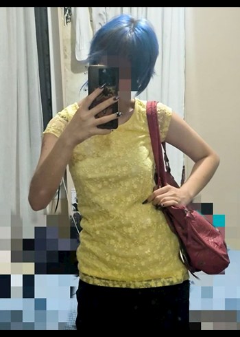 vintage y2k Sarı Dantel Detaylı üst bluz - Görsel 2