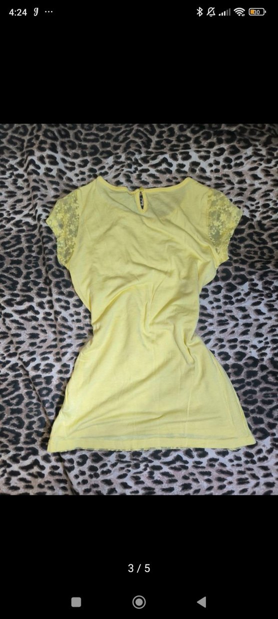 vintage y2k Sarı Dantel Detaylı üst bluz - Görsel 3