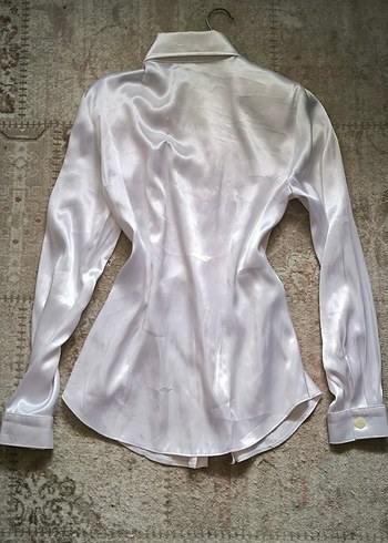 Vkei Parlak Saten Düğmeli Kadın Gömlek - Görsel 2