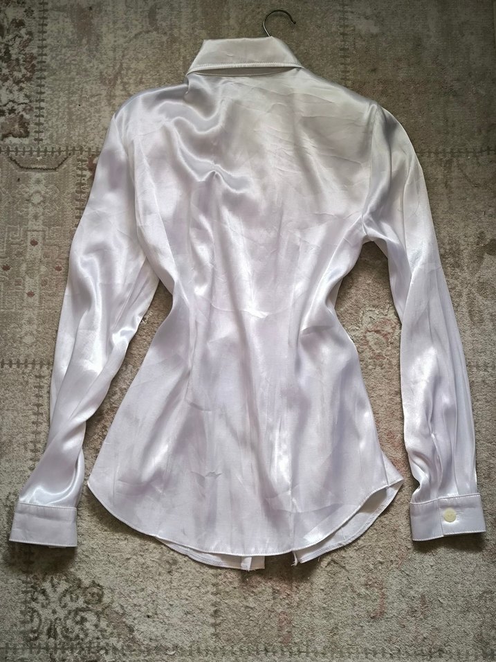 Vkei Parlak Saten Düğmeli Kadın Gömlek - Görsel 2