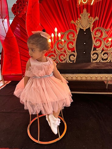 24-36 Ay Beden Pembe şık elbise
