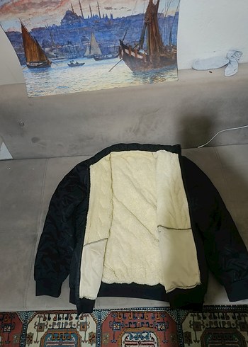 l/xl Beden Erkek Siyah Fermuarlı Yüksek Yakalı ceket