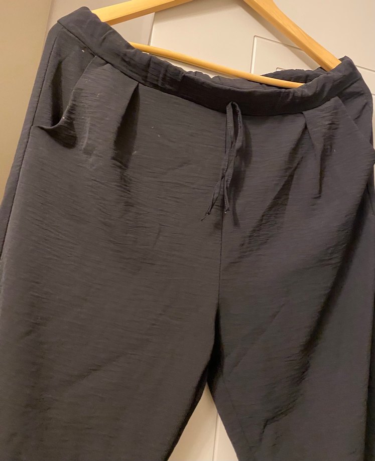 Siyah  Bol Kesim Kadın Pantolon - Görsel 2