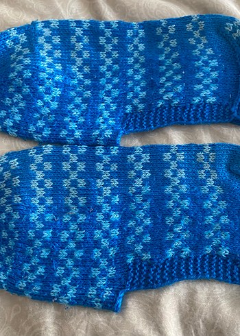 Renkli Mavi yün patik - Görsel 2