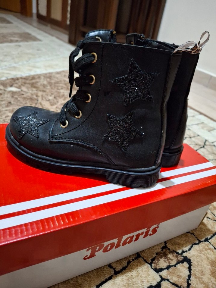 Kız Çocuk Siyah Leopar Desenli Punk Bot - Görsel 4