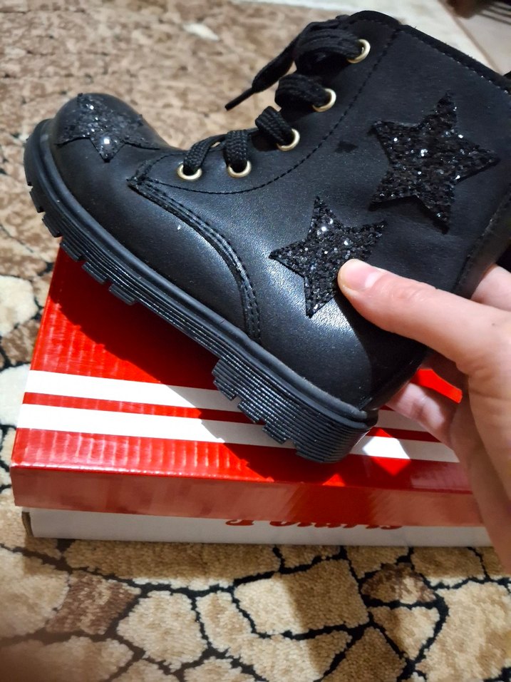 Kız Çocuk Siyah Leopar Desenli Punk Bot - Görsel 2