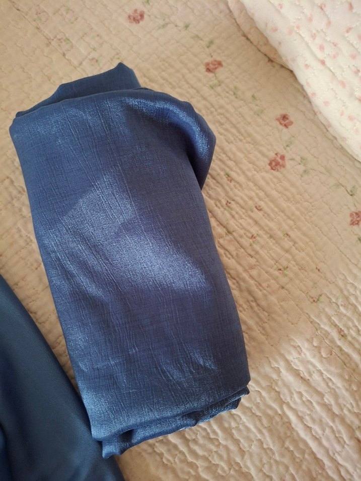 Drapeli Uzun Mavi Kadın Abiye Elbise - Görsel 5