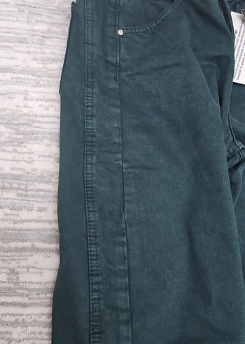 34 Beden Kadın Koyu Yeşil Denim Pantolon
