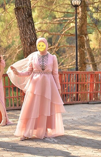 Tesettür Elbise Pudra - Görsel 2