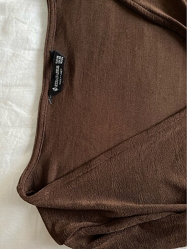 xs Beden kahverengi Renk Stradivarius v yaka bluz
