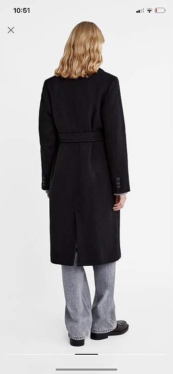 m Beden siyah Renk Stradivarius kemerli siyah kaşe kaban