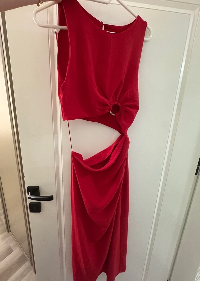 Zara kırmızı elbise - Görsel 2