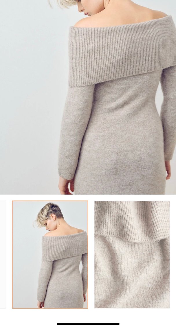 H&M Omuzları Açık İnce Triko Elbise - Görsel 3