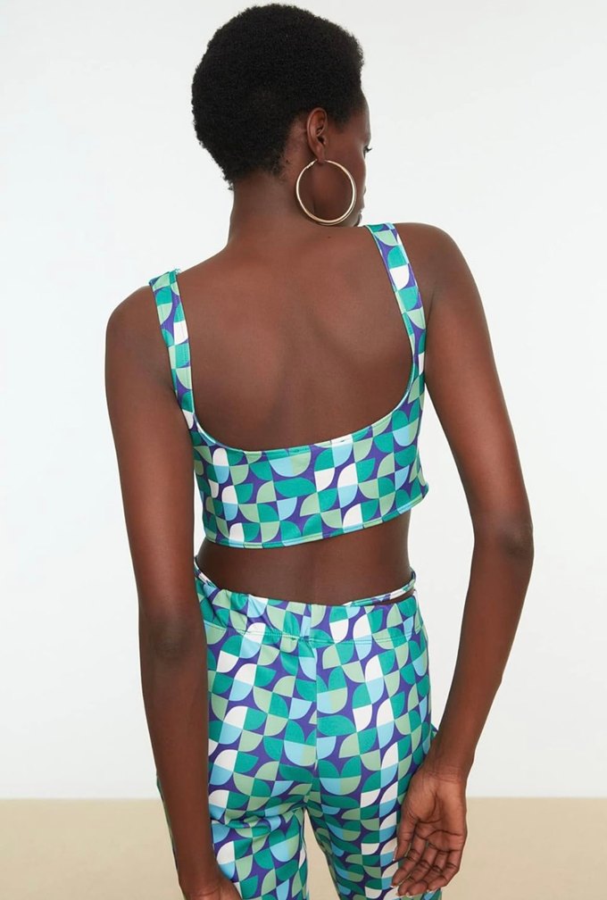 Turkuaz Mini Büstiyer pantolon set - Görsel 2