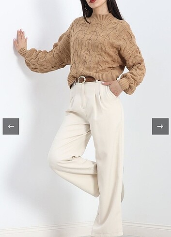 Örmeli triko kazak - Görsel 6