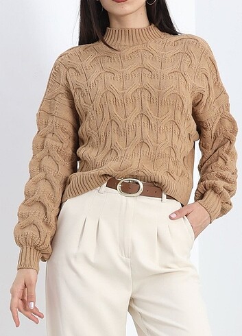 Örmeli triko kazak - Görsel 7