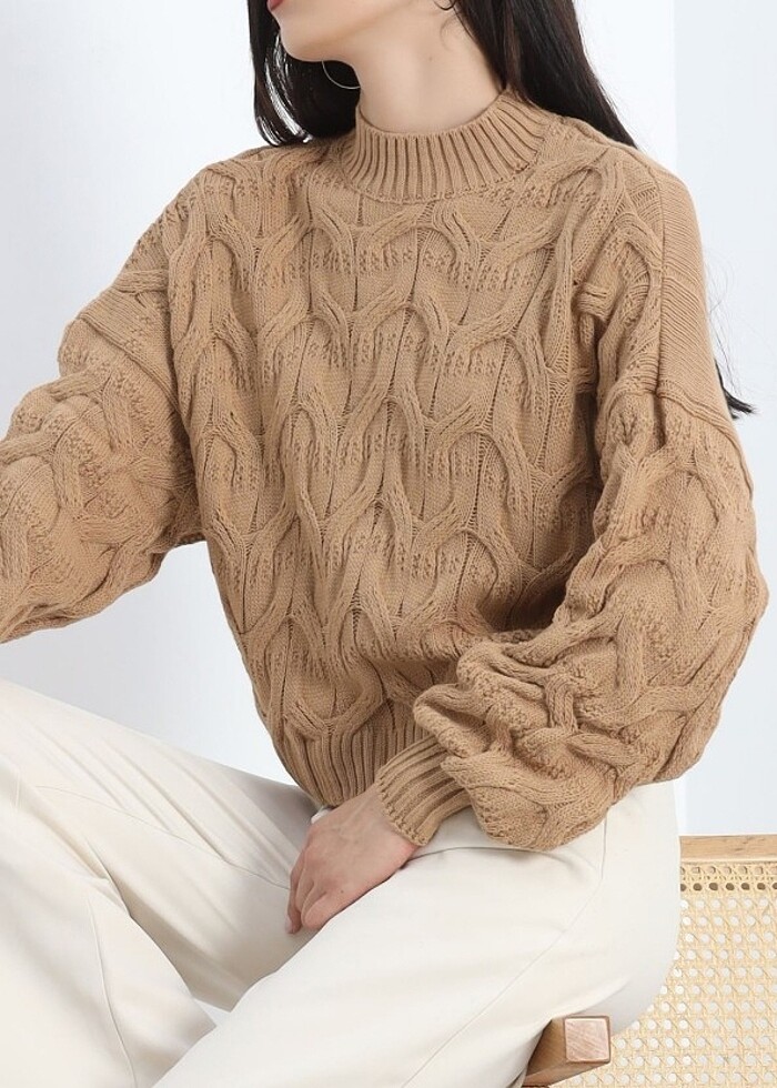 Örmeli triko kazak - Görsel 5