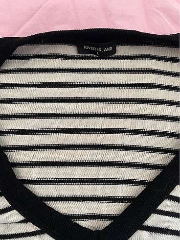 River Island uzun kollu siyah beyaz çizgili crop