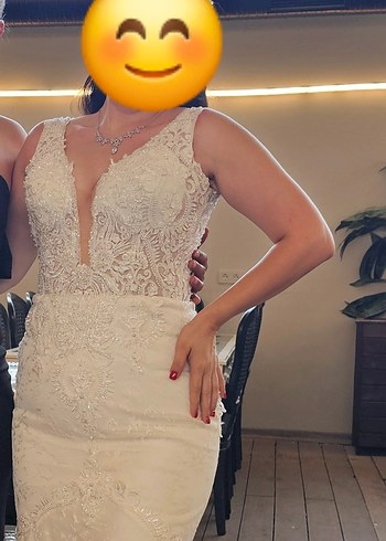 V Yaka Strappy Denizkızı Gelinlik - Görsel 2