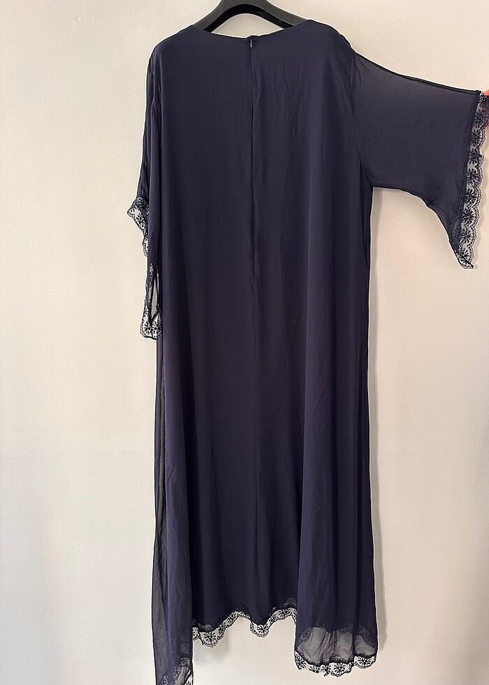 Büyük Beden Lacivert Özel Dikim Abiye - Görsel 4