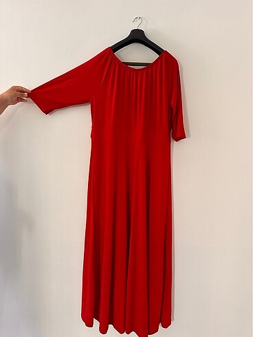 Büyük Beden Kırmızı Abiye Elbise - Görsel 5