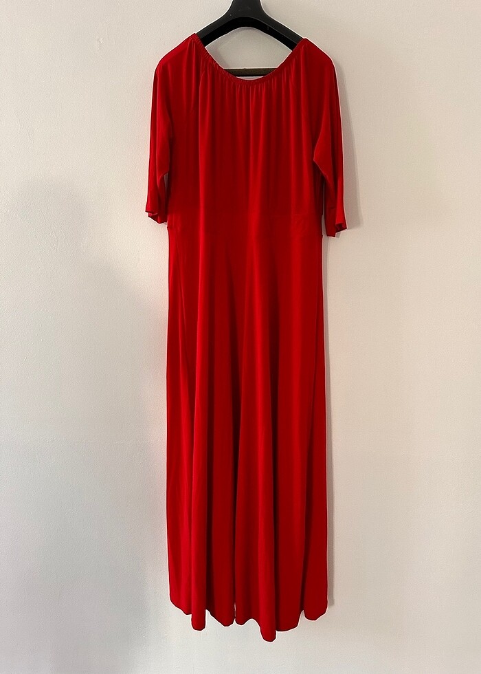 Büyük Beden Kırmızı Abiye Elbise - Görsel 4