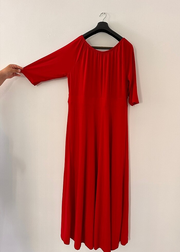 Büyük Beden Kırmızı Abiye Elbise - Görsel 5