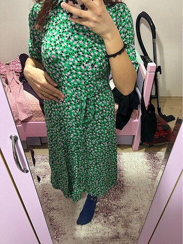 36 Beden yeşil Renk Trendyolmilla Uzun Çiçekli Elbise
