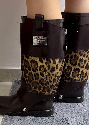 Leopar desenli çıkartılabilen çizme - Görsel 3