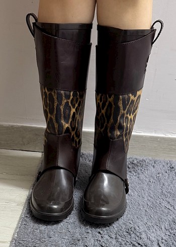 Leopar desenli çıkartılabilen çizme - Görsel 6