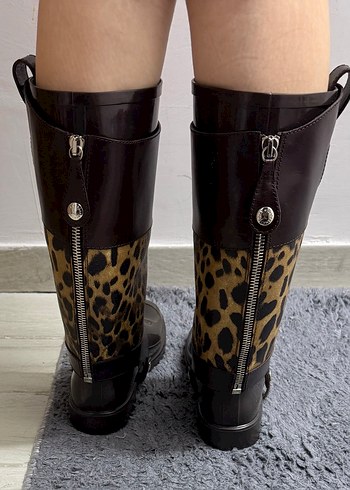 Leopar desenli çıkartılabilen çizme - Görsel 4