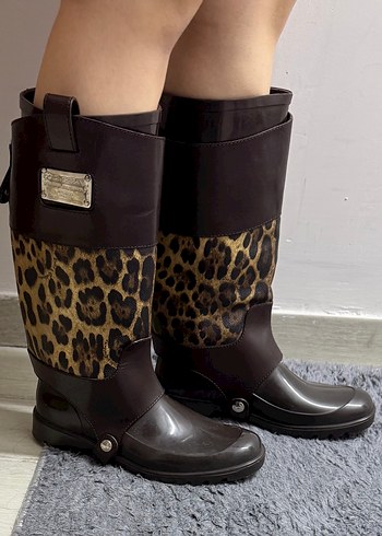 Leopar desenli çıkartılabilen çizme - Görsel 5