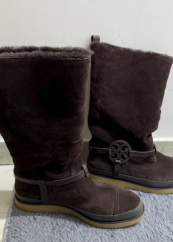 Tory burch logolu içi yünlü çizme - Görsel 4