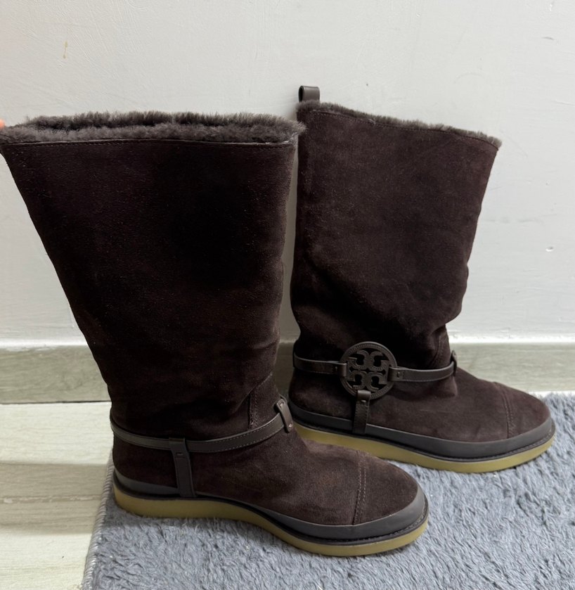 Tory burch logolu içi yünlü çizme - Görsel 4