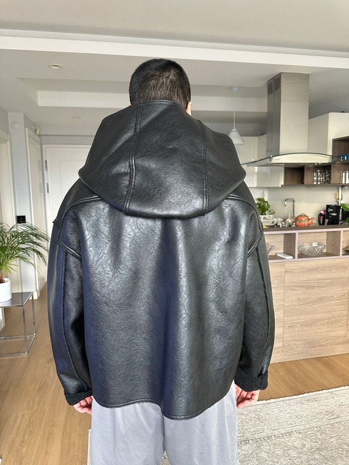 siyah deri ceket - Görsel 3