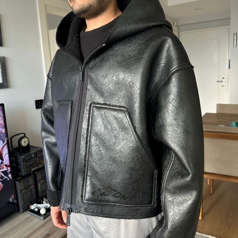 siyah deri ceket - Görsel 2