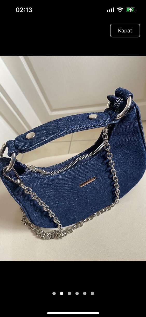 Kadın Lacivert Zincir Detaylı Denim Çanta - Görsel 2