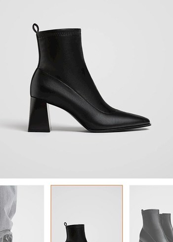 Stradivarius Klasik Siyah Deri Topuklu Kadın Bot - Görsel 2