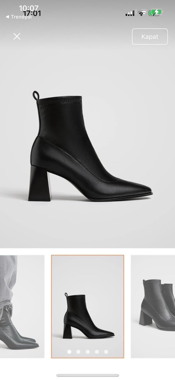 Stradivarius Klasik Siyah Deri Topuklu Kadın Bot - Görsel 2