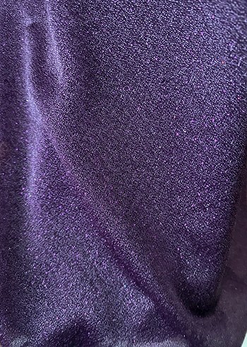 Uzun Mor Drapeli Kadın Abiye Elbise - Görsel 4