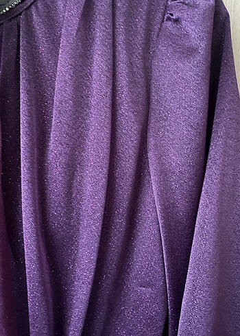 Uzun Mor Drapeli Kadın Abiye Elbise - Görsel 3