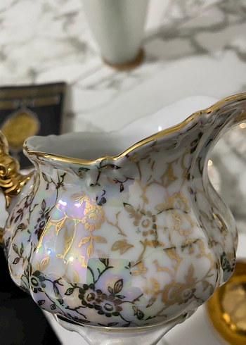 Altın detaylı beyaz porselen tabak - Görsel 6